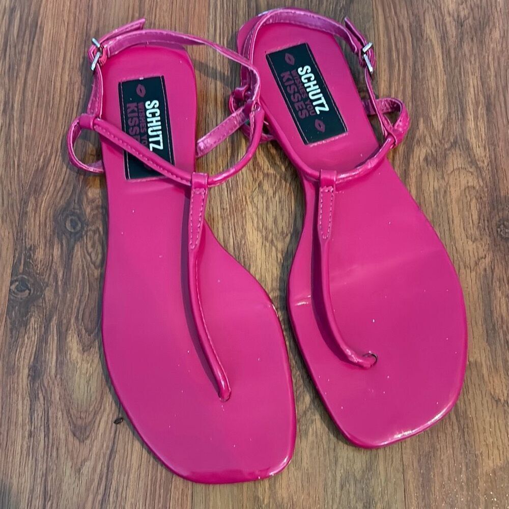 Schultz pink fuchsia flat sandals  7